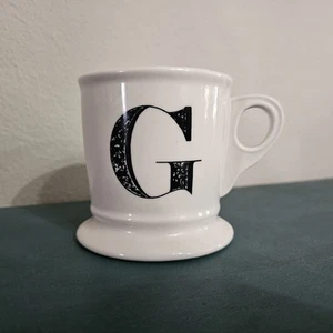 Anthropologie White And Black "G" Initial Coffee Tea Mug - Picture 1 of 5