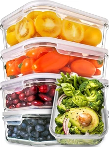 Food Prep & Storage Glass Meal Containers with Lids | Airtight Glass | Reusable  - Picture 1 of 13