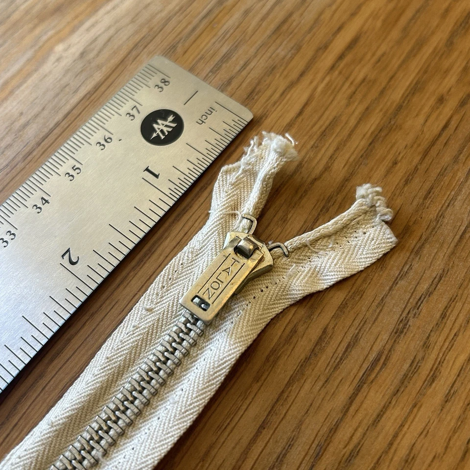 Vtg 30s TALON 1936 Zipper Closed End Heavy Duty No.5 8-3/8” Nickel Metal WHITE - Image 1 of 4