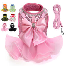 Cat Dog Dress Harness and Leash Puppy Girl Skirt with Lead Pet Clothes Soft Pad 