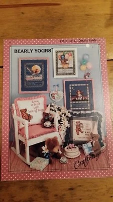 BEARLY YOURS TEDDY BEAR SAMPLER CROSS STITCH PATTERN FREE SHIPPING   - Image 1 of 2