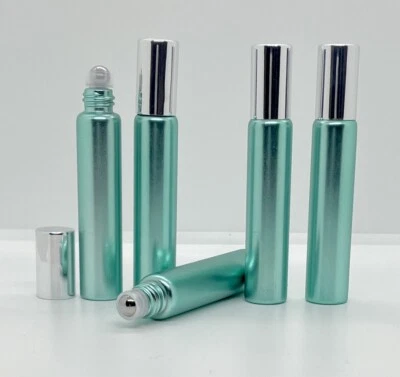 10 мл пустой бирюзовый флакон эфирное масло из нержавеющей стали роллер мяч бутылки духи новый - Изображение 1 из 2
