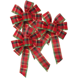 Wired Holiday Plaid Christmas Wreath Bows - Christmas Bows for Decorations - Picture 1 of 4