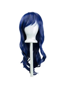 23 Zoll geschichteter gewellter Schnitt mit langen Pony Mitternachtsblau Yui Perücke - Bild 1 von 3