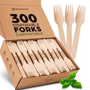 Disposable Wooden Forks - 300 PCS - Picture 1 of 5