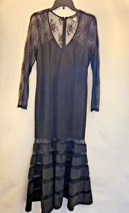 Venus Womens Maxi Dress 10 Black Lace Long Sleeve Witchy Dark Fairy Whimsigoth - Picture 1 of 15