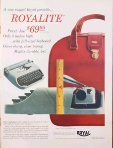 1956 Royalite Typewriter And Red Carrying Case Print Ad 3 Inches Tall - Picture 1 of 1