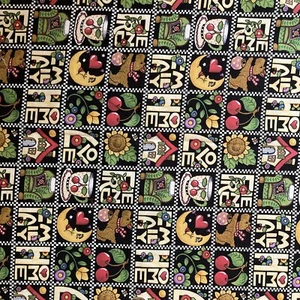 Mary Engelbreit Vtg 2000 Home Love Friends Family Cotton Fabric  17.5x 42 - Picture 1 of 5