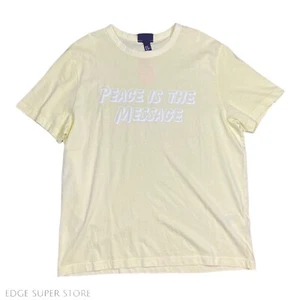 H&M " Peace is the message " Yellow Graphic Print Short Sleeve Shirt Size XLarge - Picture 1 of 4