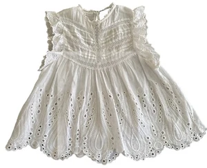 Zara Women's Tank Top Blouse Sz XS White Ruffle Formal Cottagecore Lace Keyhole - Picture 1 of 10