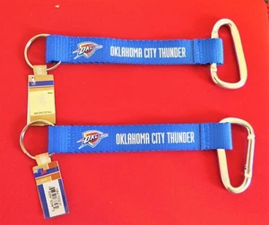 TWO  BEAUTIFUL AND HANDY, OKLAHOMA CITY THUNDER CARABINER KEYCHAINS FROM AMINCO - Picture 1 of 2