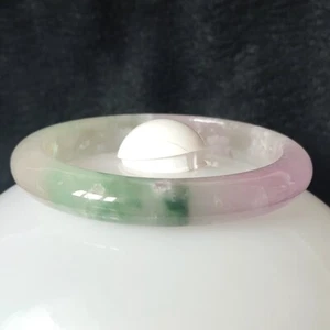 Zertifizierter grüner Lavendel 58-59 mm natürlicher Burma A Jade Jadeit Armreif Armband - Bild 1 von 12