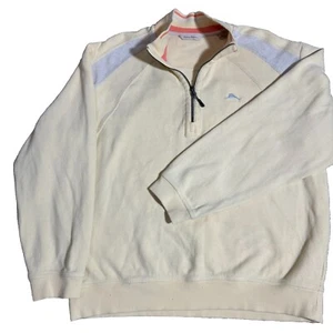 Tommy Bahama Sweater Mens XL Yellow Relax 1/4 Zip Pullover Mockneck Sweatshirt - Picture 1 of 8