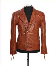NOTORIOUS Mens Tan Leather Jacket Black Brando Casual Lambskin Leather Jacket