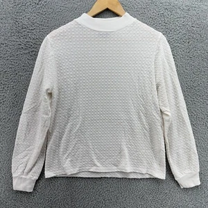 J Crew Sweater Womens Large White Textured Knit Reimagined Round Neck Pullover - Picture 1 of 7