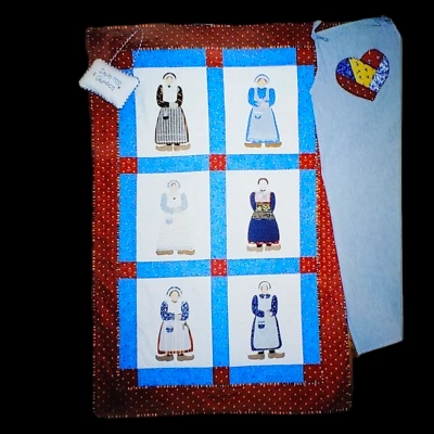 Dutch Woman Applique Quilt Pattern - 30x46 Traditional Dress Heart Apron Amish - Image 1 of 3