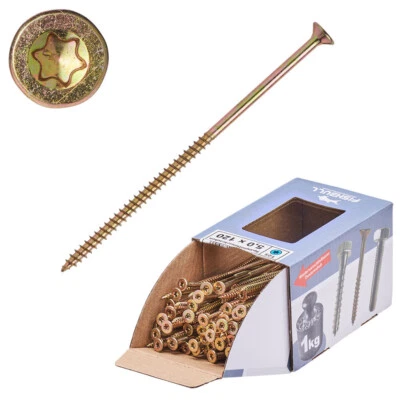 FISHBULL Spanplattenschraube 5x120 IVZ T25 TX Teilgewinde 1kg Holzschraube Schrauben