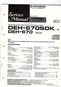 Pioneer  Original Service Manual für DEH- 670 SDK   - Picture 1 of 1