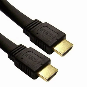 Long Flat HDMI Male to Male High Speed With Ethernet Cable Full HD LCD Gold Lead - Picture 1 of 2