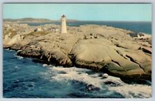 Air View, Lighthouse, Peggy's Cove, Nova Scotia, Vintage Chrome Postcard, NOS