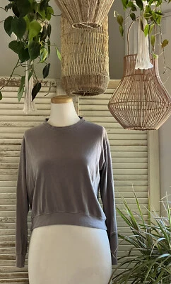 ANTHROPOLOGIE Sudadera Sundry 2 M Beige Gris Top Corto Manga Larga Salón Suave Foto 1 de 4