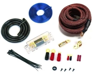 4 GAUGE AWG 100% COPPER RED/BLK BRAIDED AMPLIFIER WIRING INSTALL KIT 2000 WATTS - Picture 1 of 12