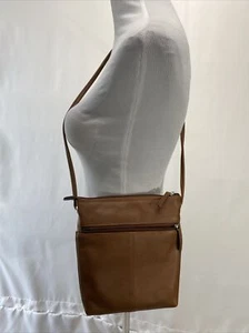 Ili New York Purse Genuine Pebbled Leather RFID Blocking Brown Crossbody Bag - Bild 1 von 15