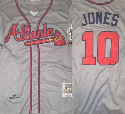 Retro Atlanta Braves Chipper Jones Throwback Gray Mens XL Baseball Jersey Cover