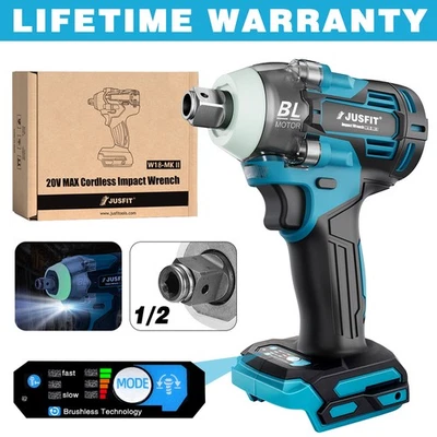 JUSFIT Akku Schlagschrauber 1000Nm Ratschen Akkuschrauber Bürstenloser Für Makita 18V