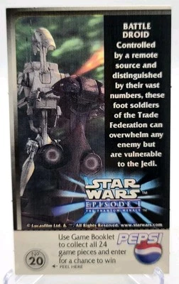 1999 Star Wars Pepsi Trading Card Sweepstakes Game Promo #20 Battle Droid - Image 1 of 2