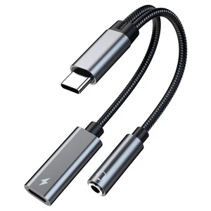 USB-C to 3.5mm Headphone and Charger Adapter, 32 Bit / 60W 2-in-1 Splitter - Picture 1 of 6