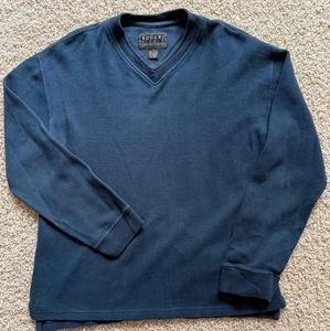 Men’s Bogari Studio Blue Cotton V Neck Sweater Size S - Picture 1 of 5