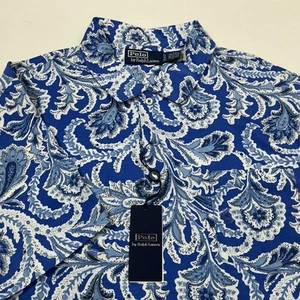 Polo Ralph Lauren Poloshirt Paisley Lisle Standard Fit Blau Baumwolle Herren XL - Bild 1 von 12