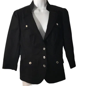 White House Black Market Black Cotton Blazer. 6 - Picture 1 of 4