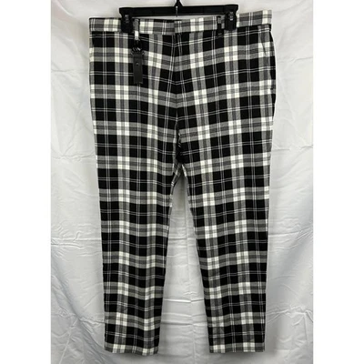 Zara Man Men's Size 36 Plaid Black and White Capri Trousers - Image 1 of 4