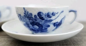 Vtg Royal Copenhagen Denmark Blue Flower Lot Of 3 Cups & 4 Saucers - Picture 1 of 21