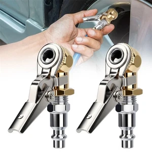 2pcs 1/4" FNPT Closed Ball Tire Inflator + Clip Locking Quick Connect Air Chucks - Picture 1 of 8