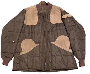 Vintage Bob Allen Shooting Jacket XXL Brown Nylon Suede Quilted Made In USA READ - Picture 1 of 9