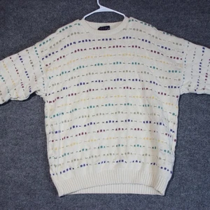 Vintage Old Glory Sweater Mens XL Cream Colorful Grandpa Core 90s Chunky Heavy - Picture 1 of 6