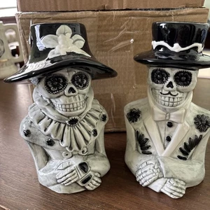 2er Set Halloween Tag der Toten Toten Totenkopf Tiki Tassen His/Hers Til Death Do Us Part - Bild 1 von 17