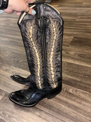 Larry Mahan Women's Vintage Tall Black Boots - Image 1 of 4