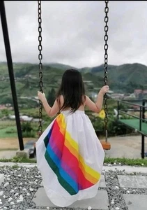 PLEIADES Girl's High Low Rainbow Dress Sz 6 Rainbow Couture Rare HTF NWOT - Bild 1 von 9