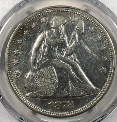 1872 Seated Liberty Dollar. $1. PCGS AU Detail. Good Luster. - Image 1 of 4