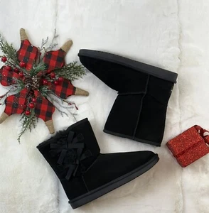 NUEVO EN CAJA BOTAS CORTAS NEGRAS LAZOS KOOLABURRA BY UGG VICTORIA NIÑAS GRANDES TALLA 5 - Imagen 1 de 15