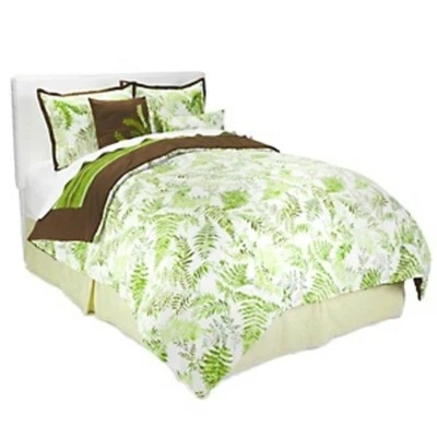 Fern Leaf Cotton Comforter Botanical Garden Duvet Cover REVERSIBLE Full/Queen - Image 1 of 4