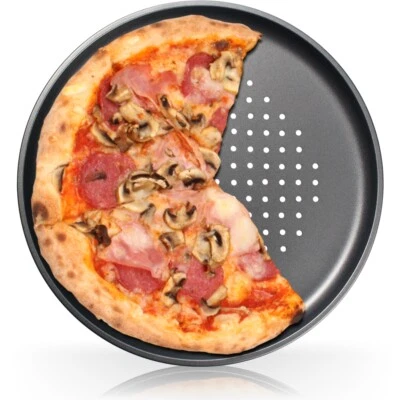 Pizzablech 32cm Flammkuchen Pizza Ofen Back Blech rund gelocht Pizzaform - Bild 1 von 4