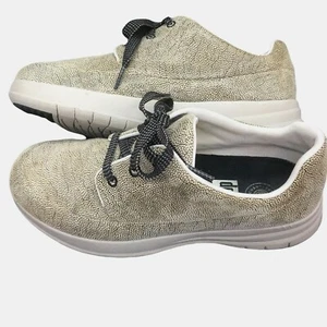 Fitflop Womens Sneaker 7 Shoe Leather Oxford Gray Pebbleprint Laces Lightweight - Picture 1 of 6