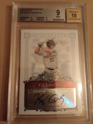 2006 Bowman Sterling Koby Clemens Prospects AUTOGRAPH #BSP-KC Graded BGS 9 Mint - Image 1 of 2