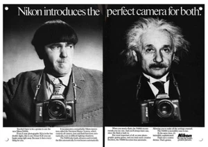 1988 NIKON Camera -3 Stooges Moe & Albert Einstein DECORATIVE REPLICA METAL SIGN - Picture 1 of 1