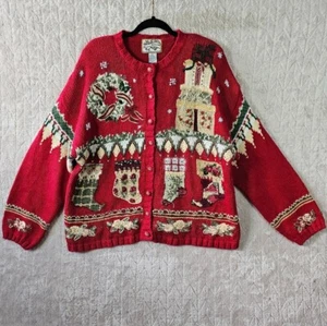 Cárdigan Vintage Reliquia Coleccionables XL Vacaciones Navidad AOP Novedad Kitschy - Imagen 1 de 7